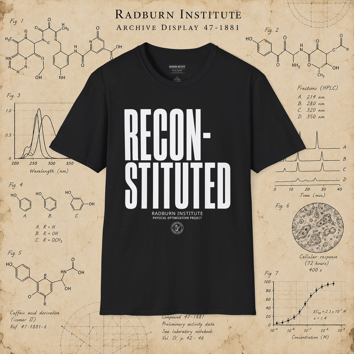 Man wearing the black RECONSTITUTED Garment in the Radburn gym and laboratory | color:Black