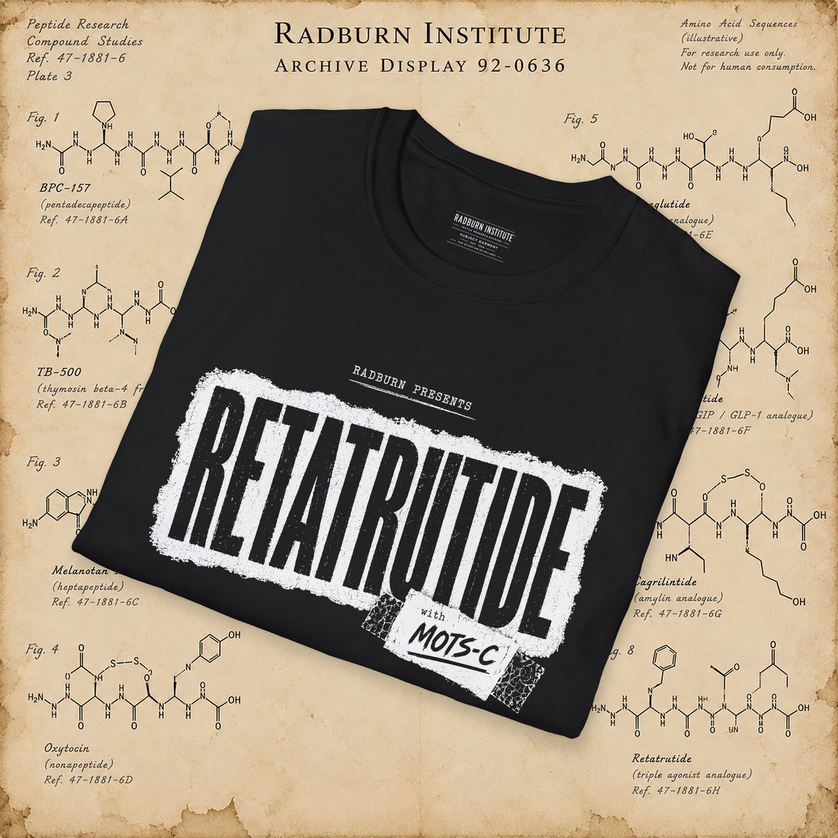 Folded black Retatrutide — Live at the Crocodile showing the printed design | color:Black
