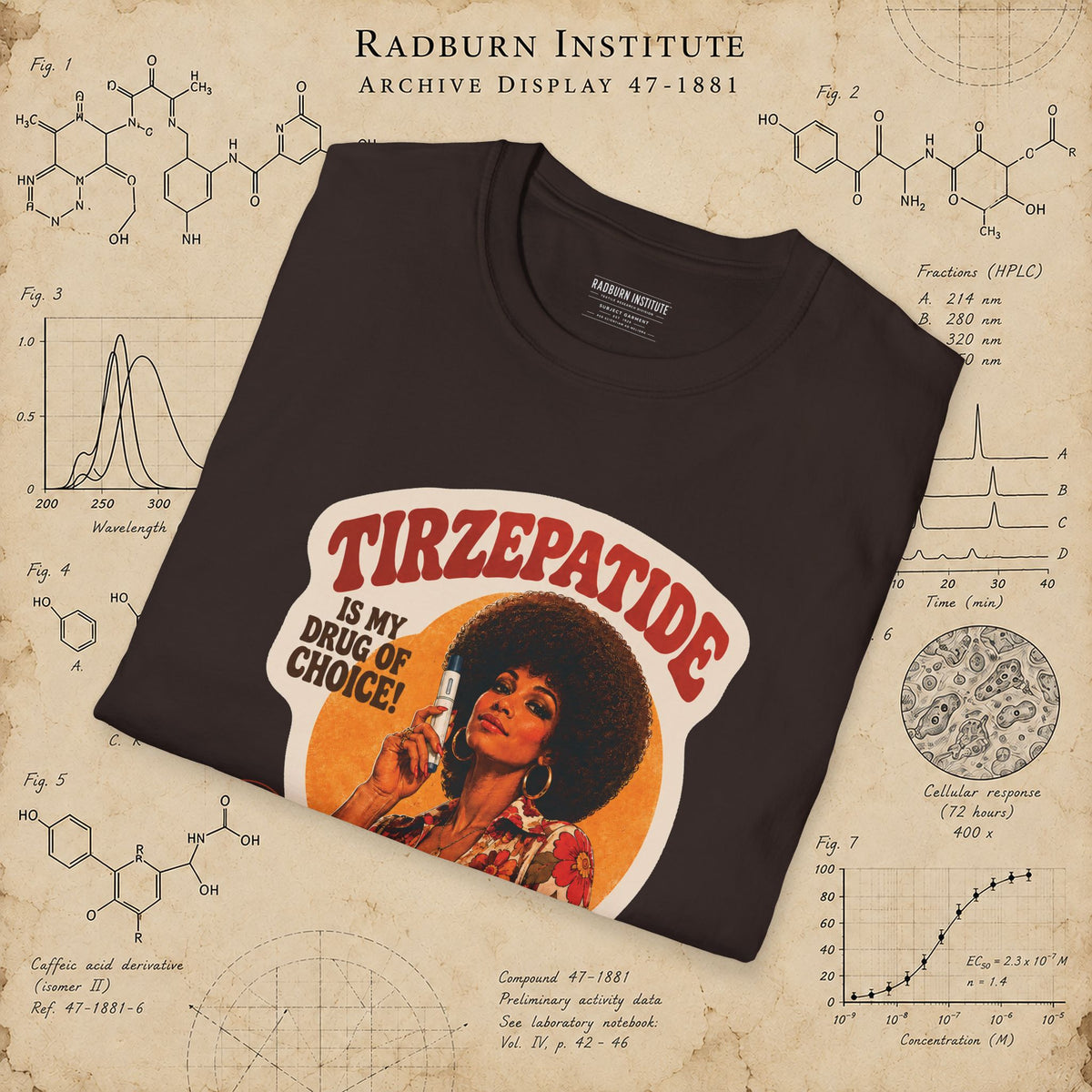 Tirzepatide Test Garment — No Mustache in dark chocolate, shown in a product or model view | color:Dark_Chocolate