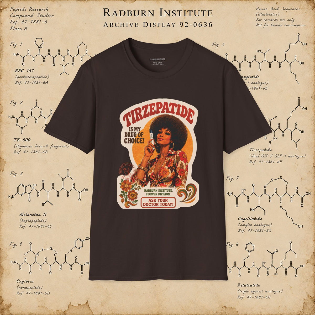 Tirzepatide Test Garment — No Mustache in dark chocolate, shown in a product or model view | color:Dark_Chocolate