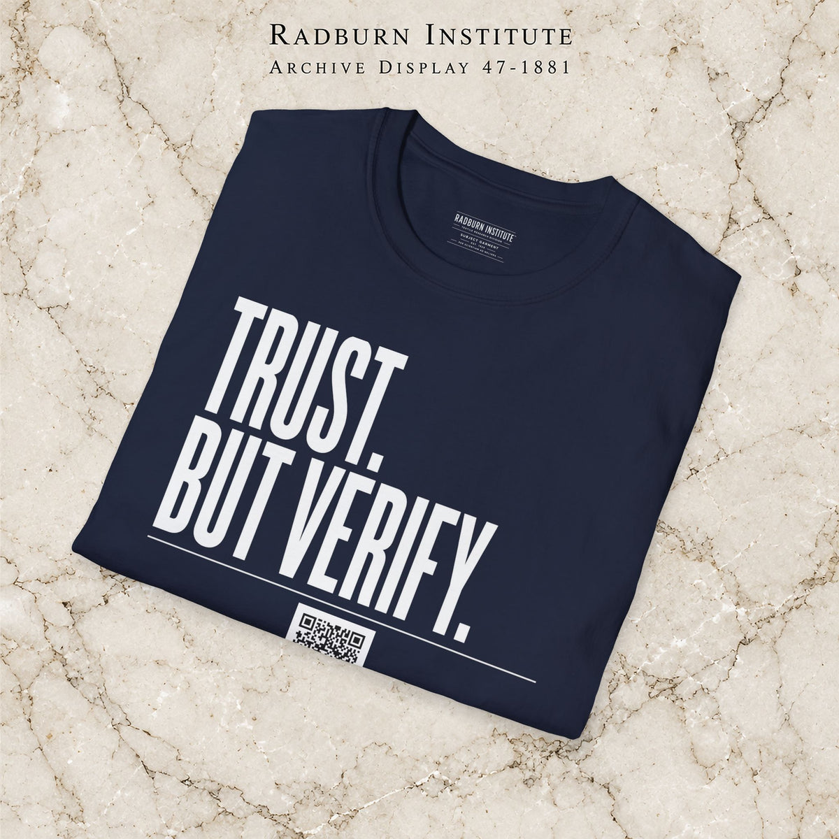 TRUST. BUT VERIFY. Garment in navy, shown in a product or model view | color:Navy