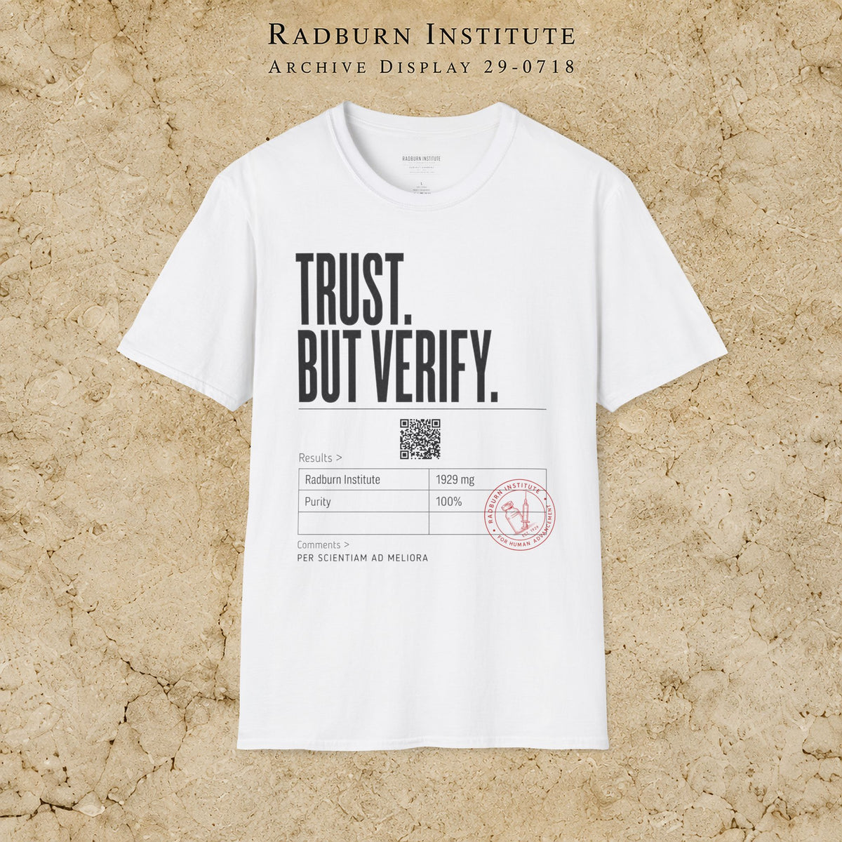 TRUST. BUT VERIFY. Garment in white, shown in a product or model view | color:White