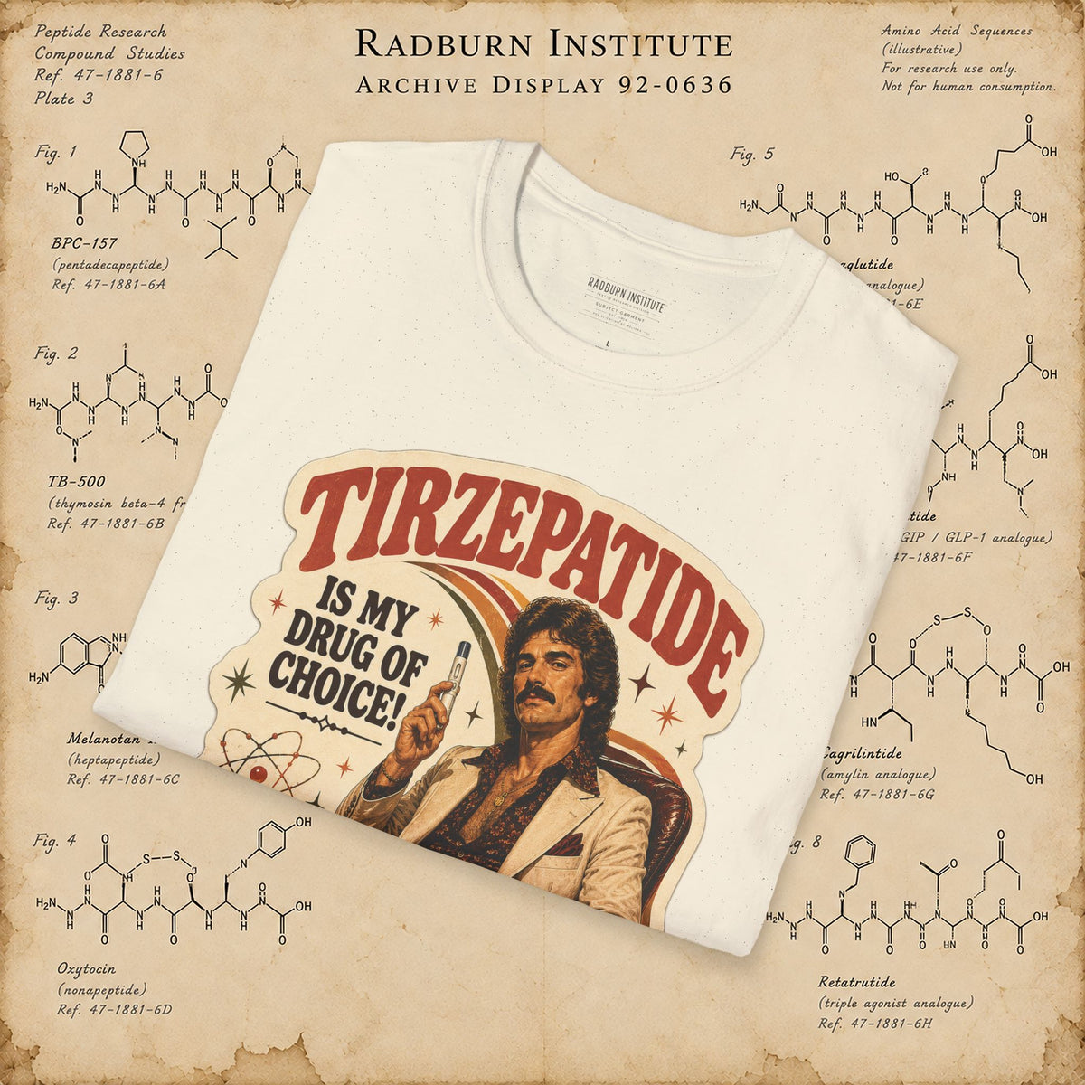 Tirzepatide Test Garment — Mustache in natural, shown in a product or model view | color:Natural