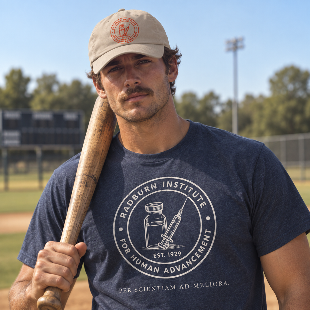 Radburn Institute Seal Garment in heather navy, shown in a product view | color:Heather_Navy