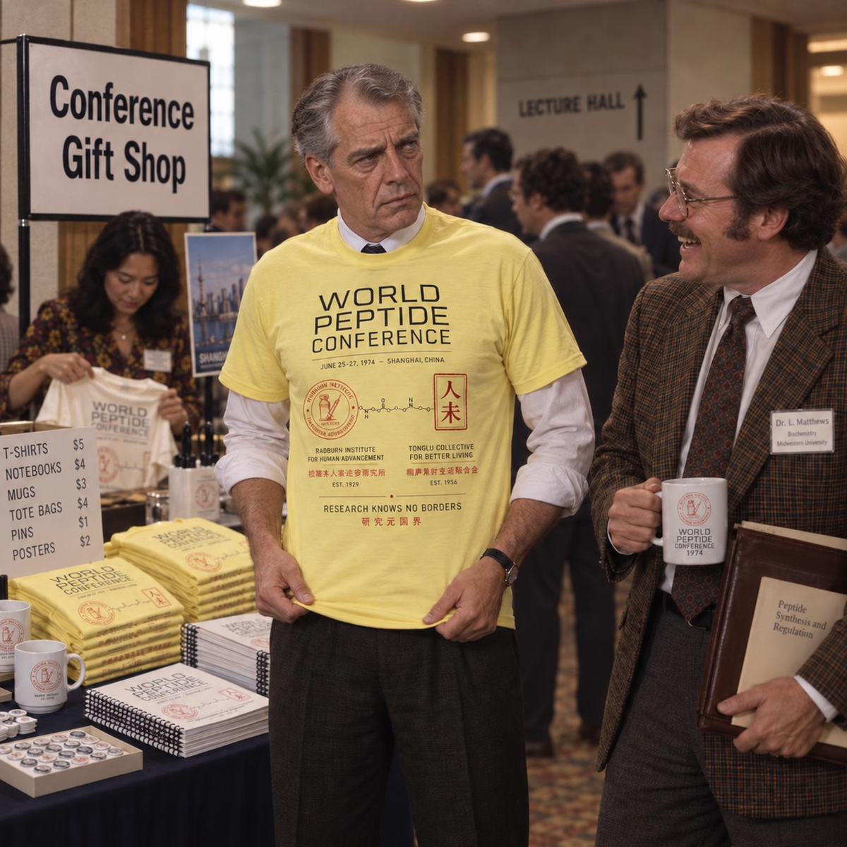World Peptide Conference 1974 Garment in cornsilk, shown in a product or model view | color:Cornsilk