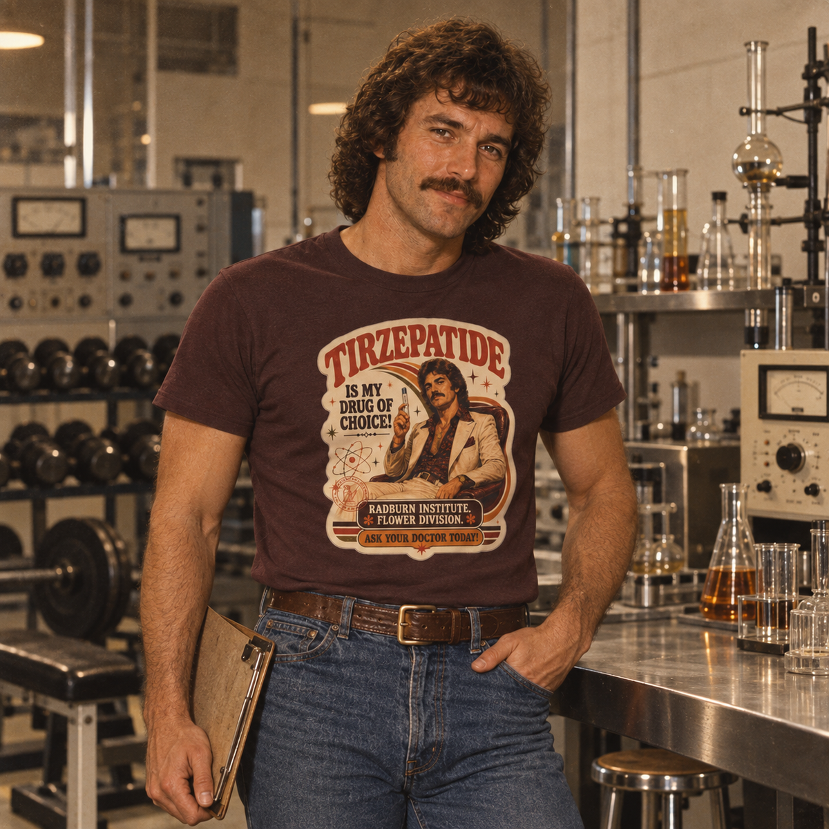 Tirzepatide Test Garment — Mustache in dark chocolate, shown in a product or model view | color:Dark_Chocolate