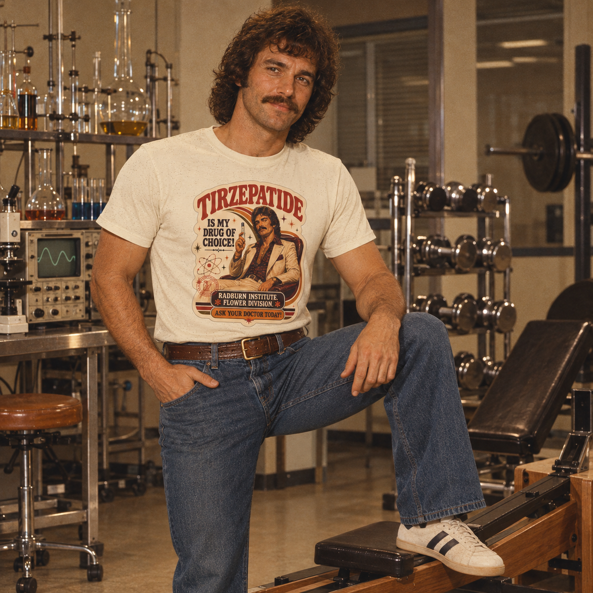 Tirzepatide Test Garment — Mustache in natural, shown in a product or model view | color:Natural
