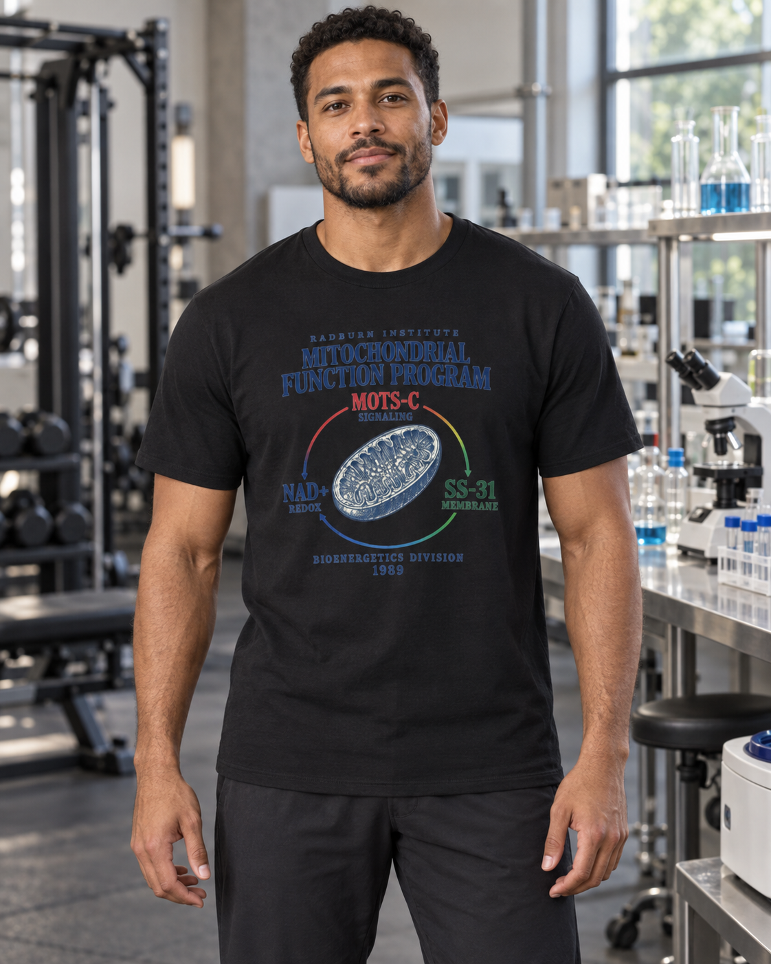 Mitochondrial Function Program in black, shown in a product or model view | color:Black