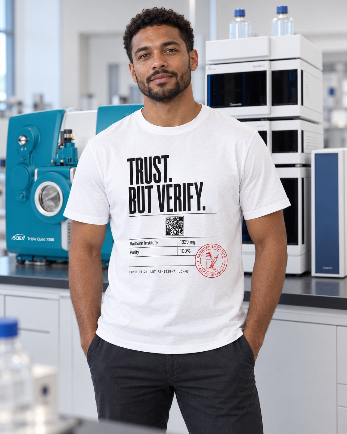 TRUST. BUT VERIFY. Garment in white, shown in a product or model view | color:White