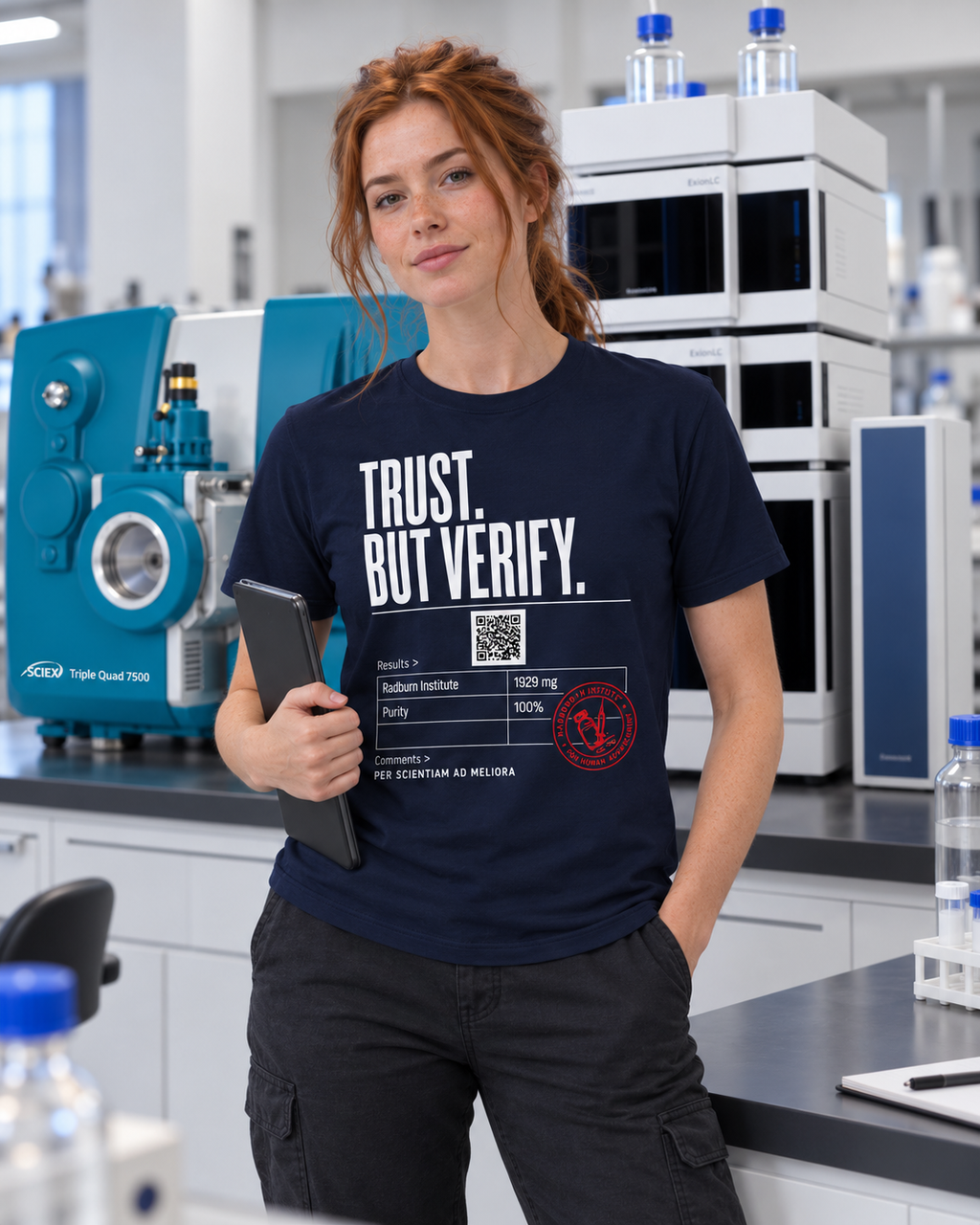 TRUST. BUT VERIFY. Garment in navy, shown in a product or model view | color:Navy