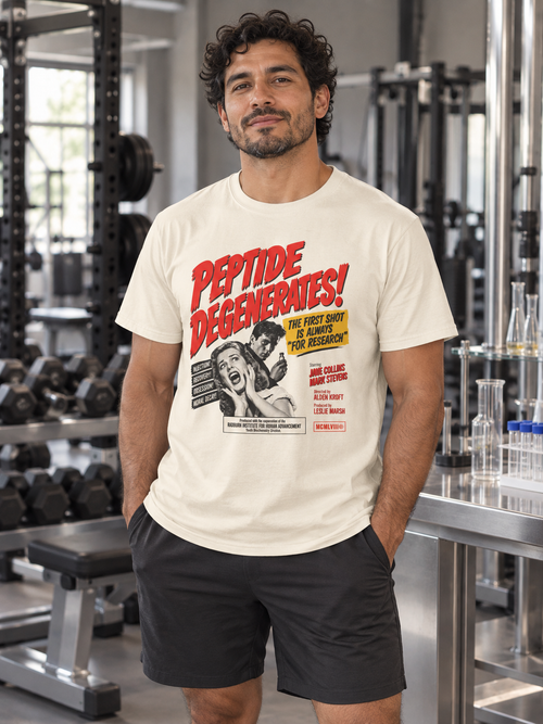 Man wearing natural Peptide Degenerates in a laboratory gym | color:Natural