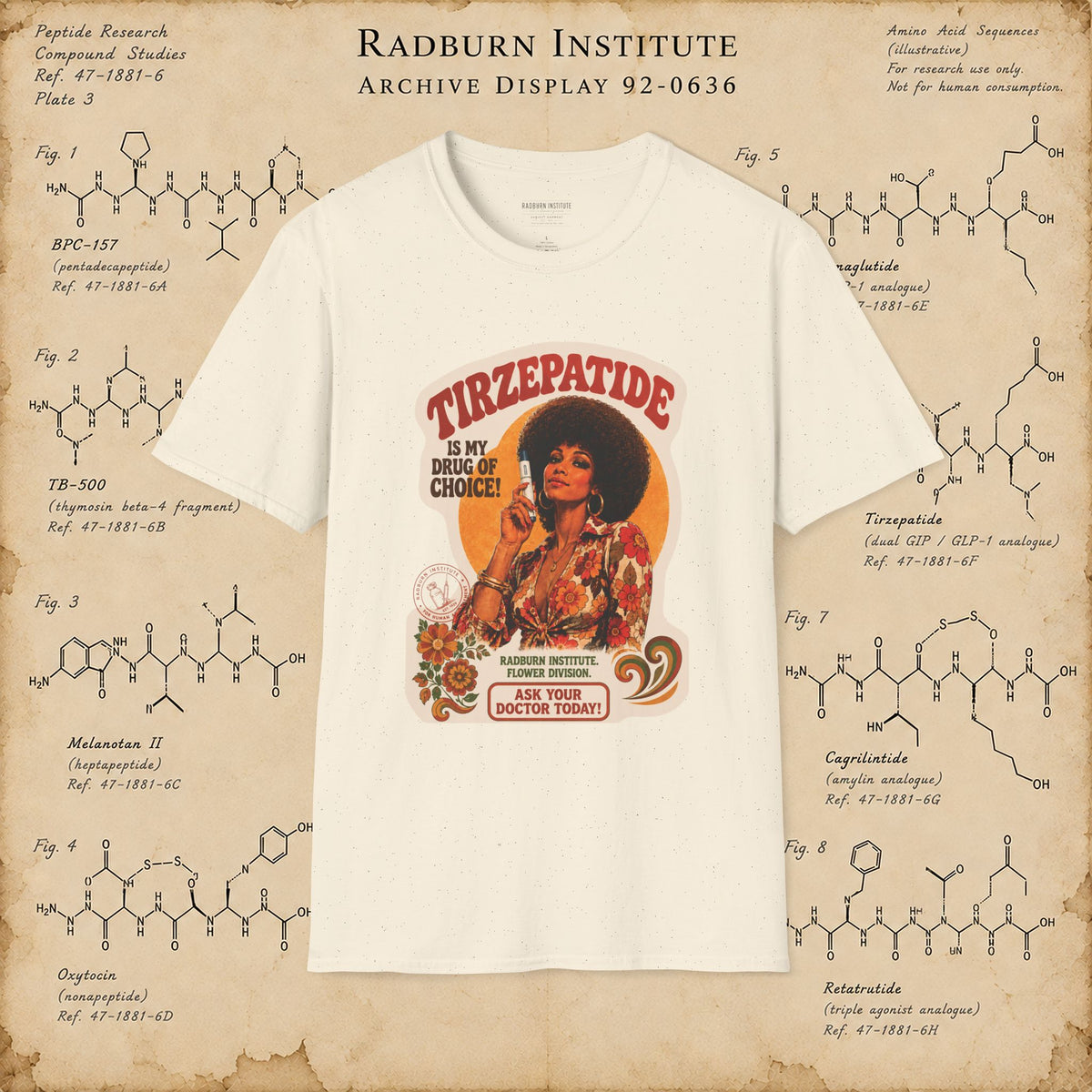 Tirzepatide Test Garment — No Mustache in natural, shown in a product or model view | color:Natural