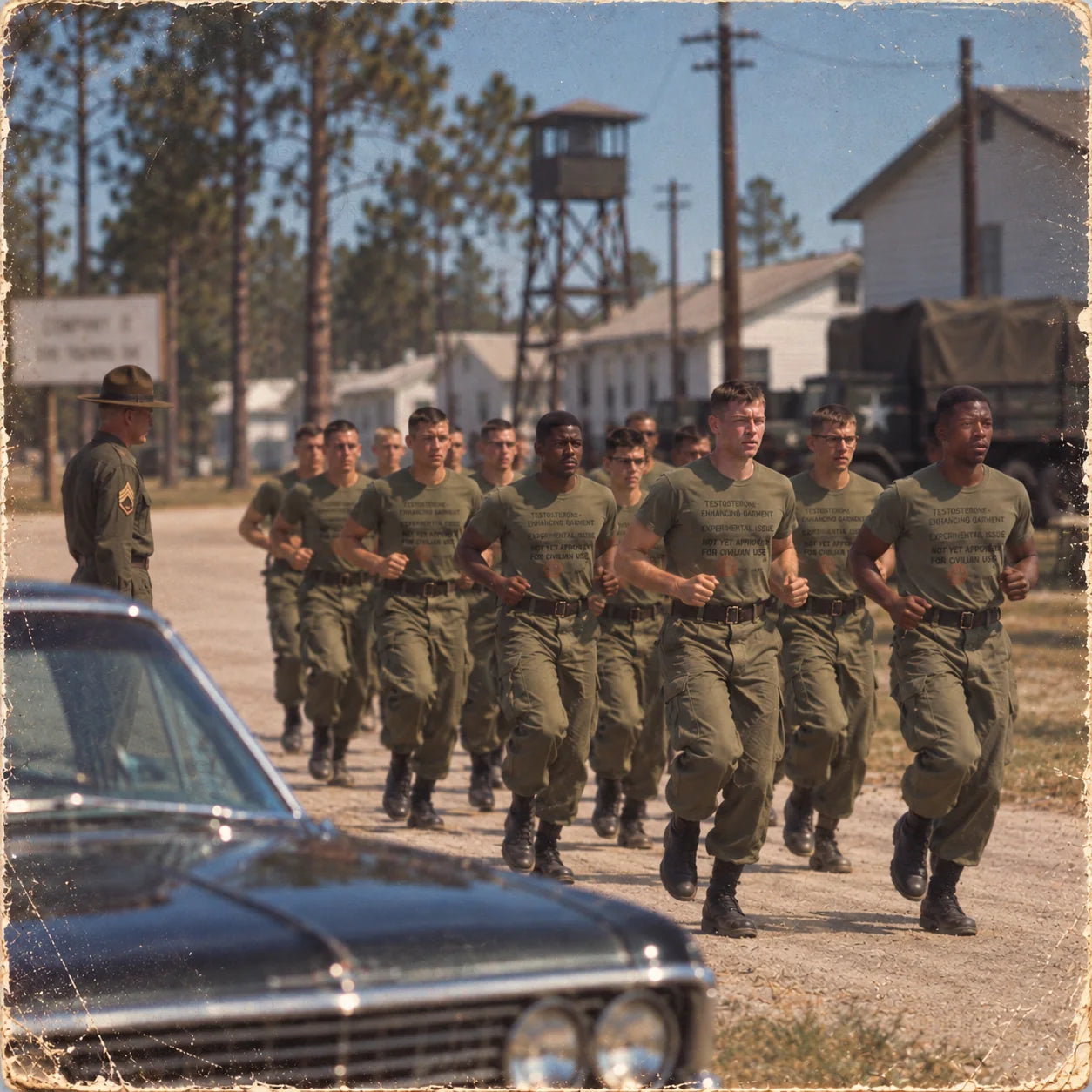 Military field-running test of experimental garment