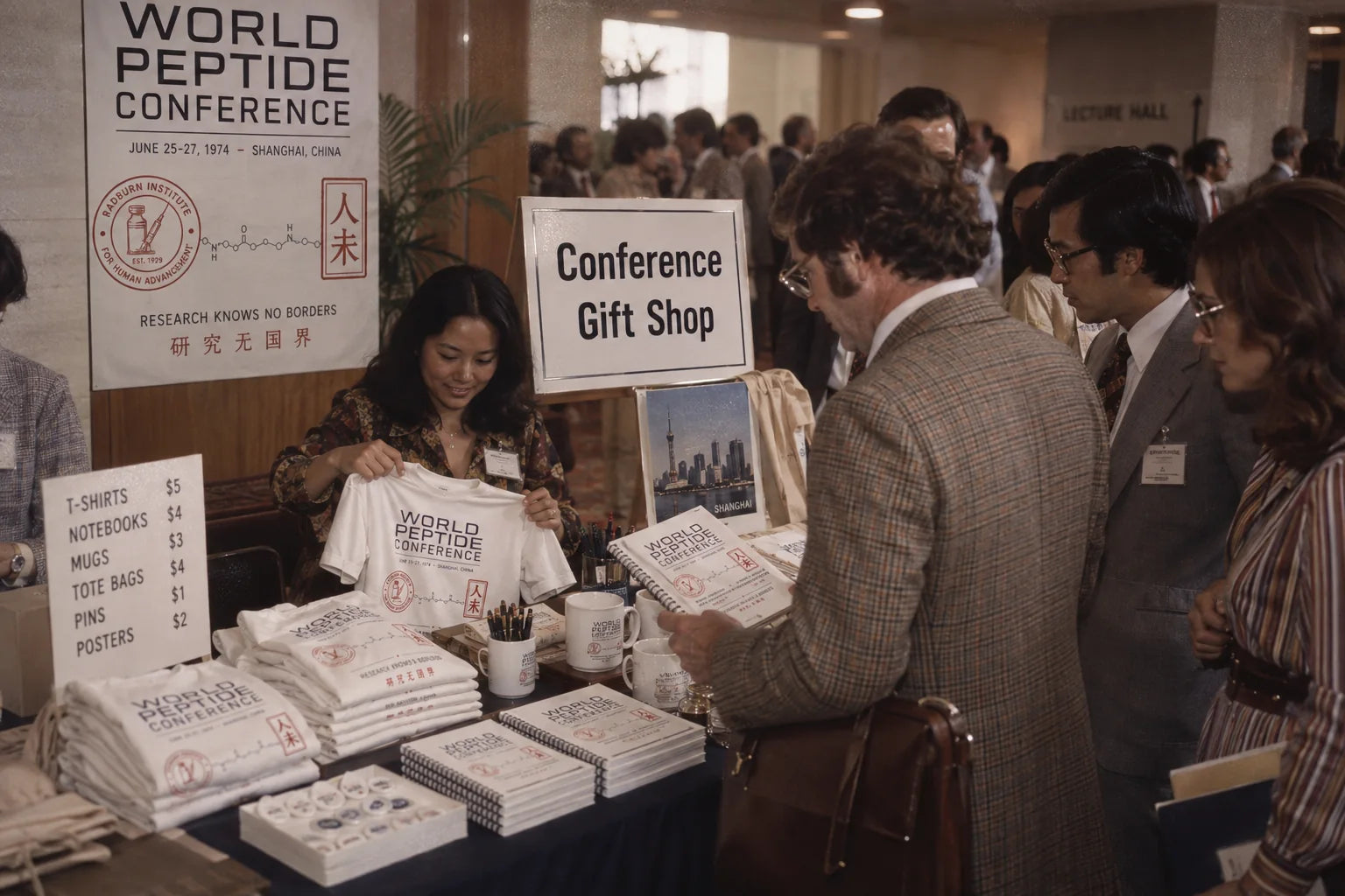 World Peptide Conference gift shop in 1974