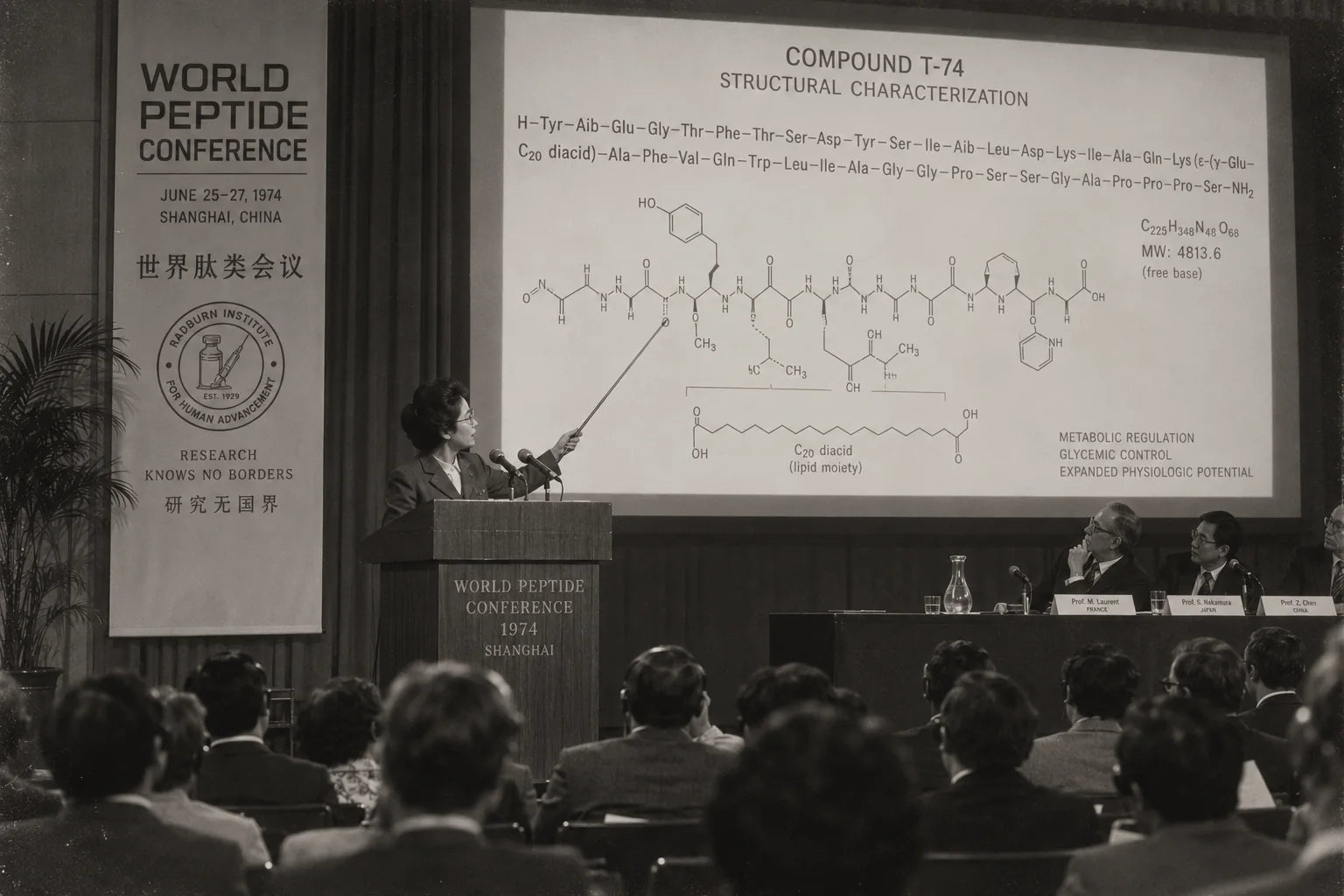 Scientific presentation at the 1974 World Peptide Conference